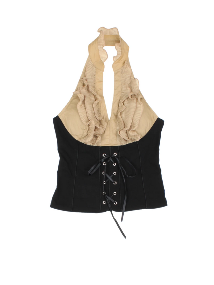 Y2K Frill Corset Top (Size XXS)