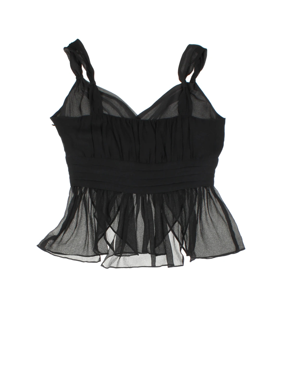 Y2K Naf Naf Sheer Frill Peplum Top (Size XS)