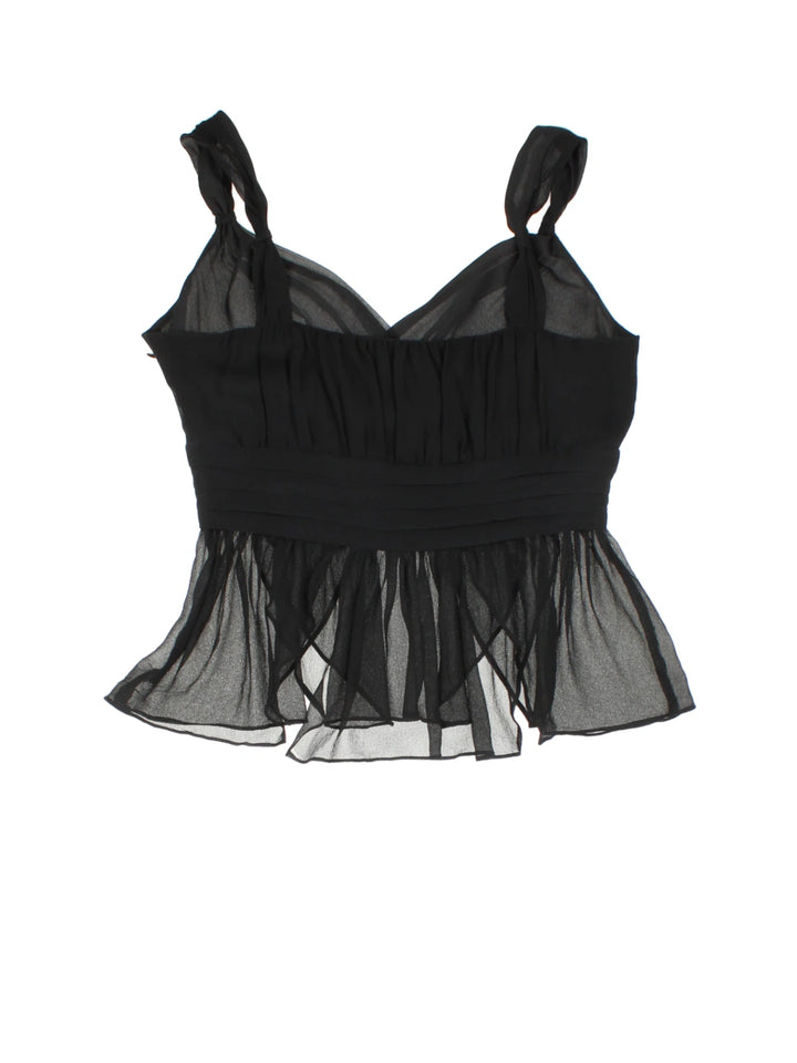 Y2K Naf Naf Sheer Frill Peplum Top (Size XS)