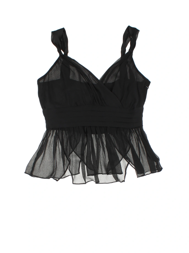 Y2K Naf Naf Sheer Frill Peplum Top (Size XS)