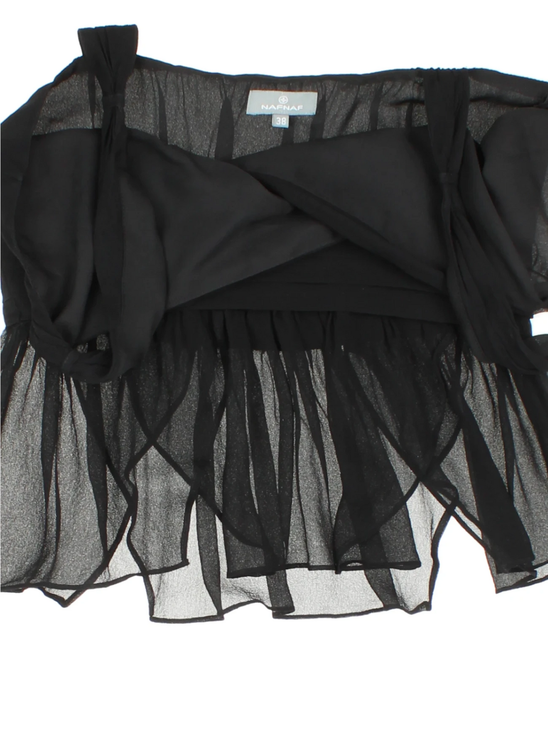 Y2K Naf Naf Sheer Frill Peplum Top (Size XS)