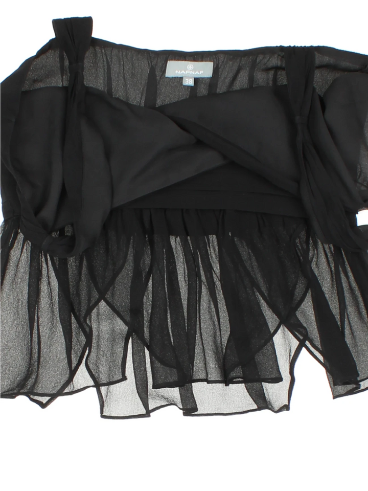 Y2K Naf Naf Sheer Frill Peplum Top (Size XS)