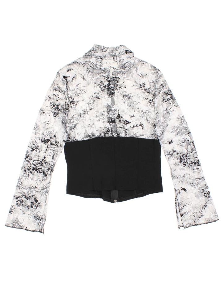 Y2K Zip Up Corset Shirt (Size XS)