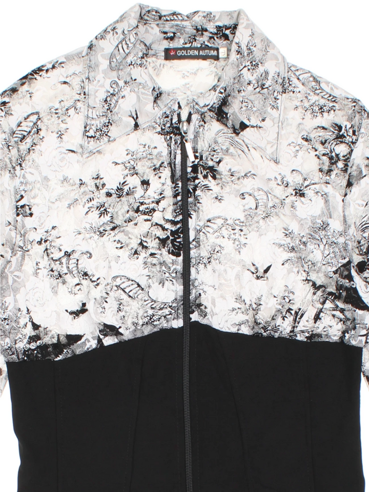 Y2K Zip Up Corset Shirt (Size XS)