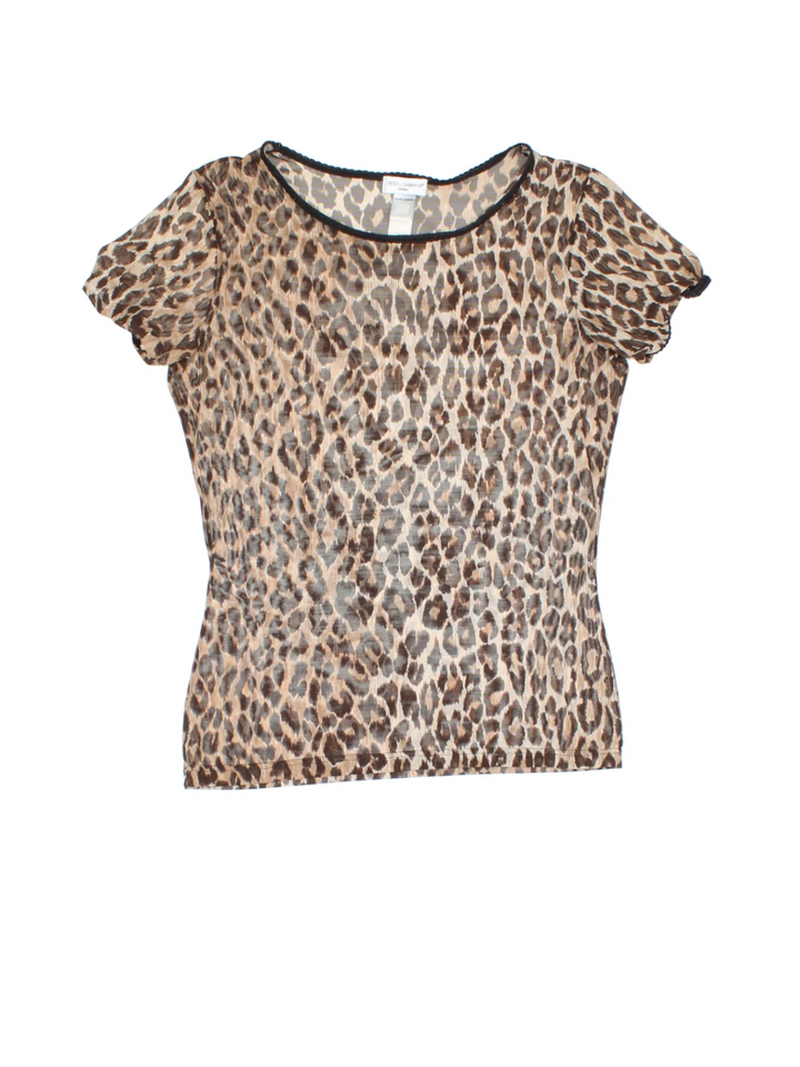 Y2K Dolce & Gabbana Leopard Print Mesh Top (Size XS)