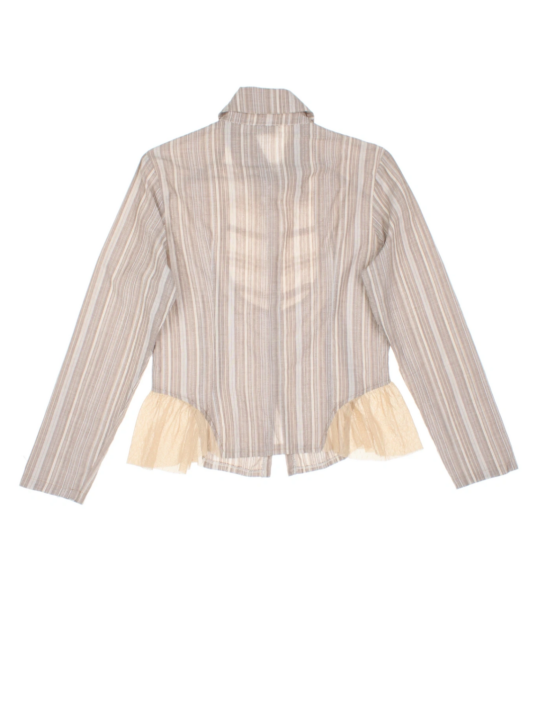 Y2K Frill Stripe Mesh Shirt (Size S)
