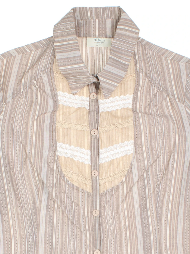 Y2K Frill Stripe Mesh Shirt (Size S)