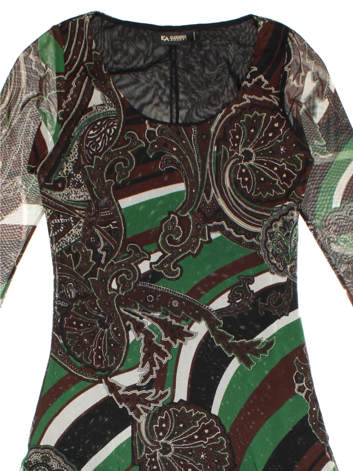 Y2K Paisley Mesh Midi Dress (Size XS)