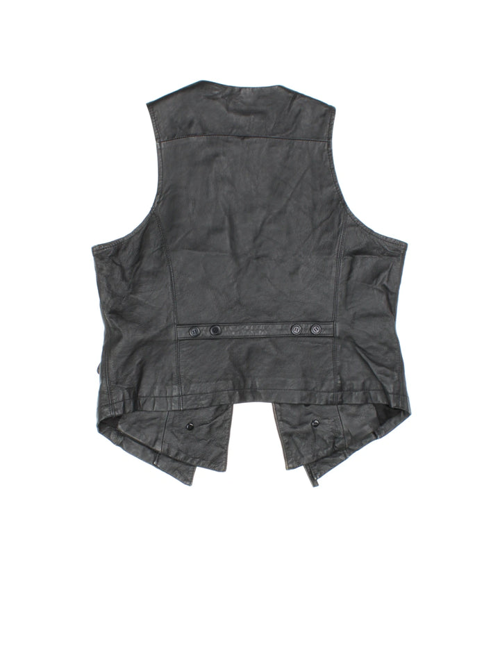 Y2K Tie Front Leather Vest (Size S)