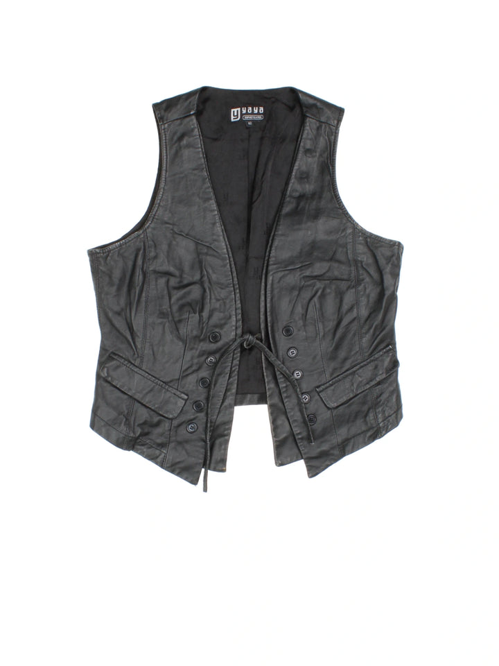 Y2K Tie Front Leather Vest (Size S)