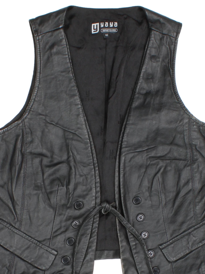 Y2K Tie Front Leather Vest (Size S)