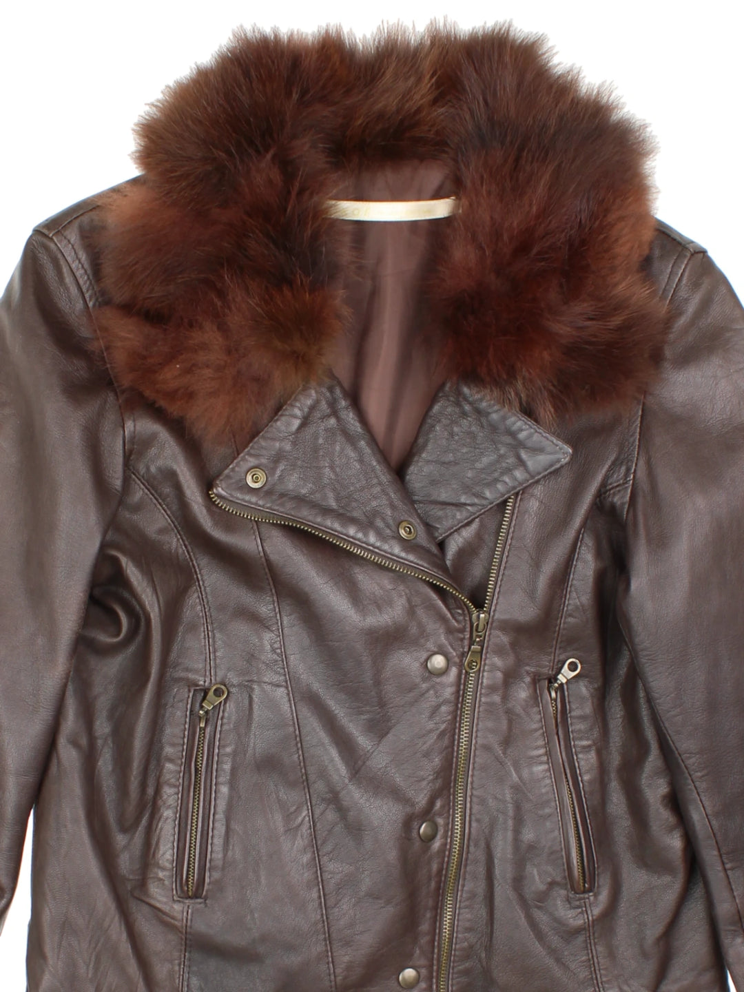 Leather Fur Trimmed Jacket (Size M)