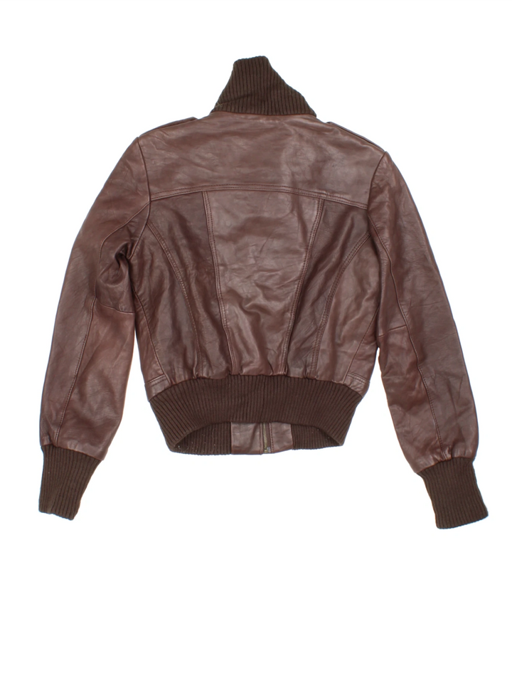 Y2K Oasis Leather Bomber Jacket (Size M)