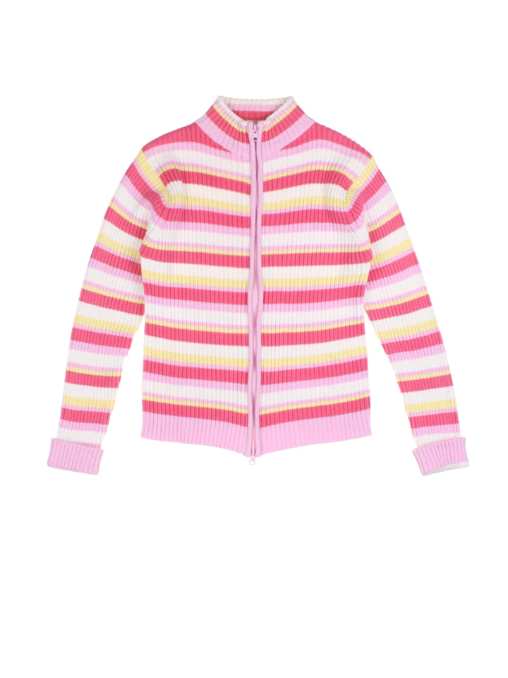 Y2K Stripe Zip Cardigan (Size M)