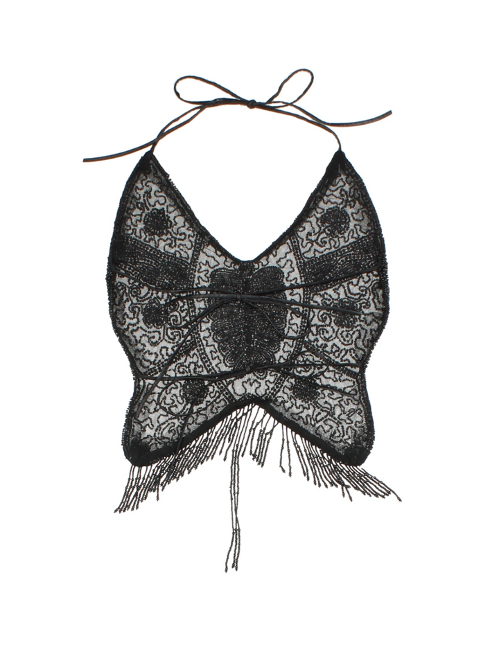 Y2K Butterfly Halter Top (Size XXS)