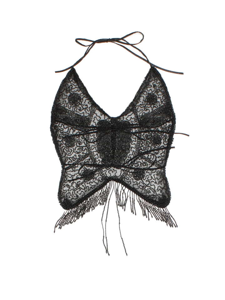 Y2K Butterfly Halter Top (Size XXS)