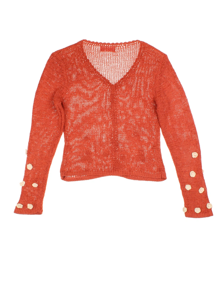 Y2K Applique Floral Cardigan (Size S)