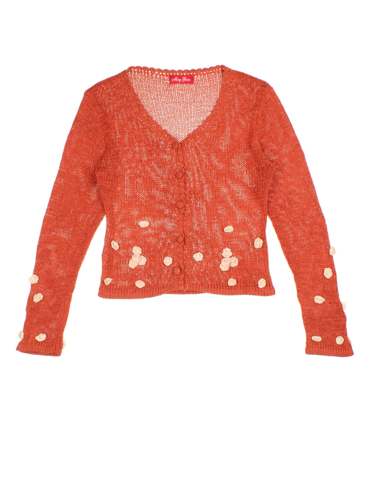 Y2K Applique Floral Cardigan (Size S)
