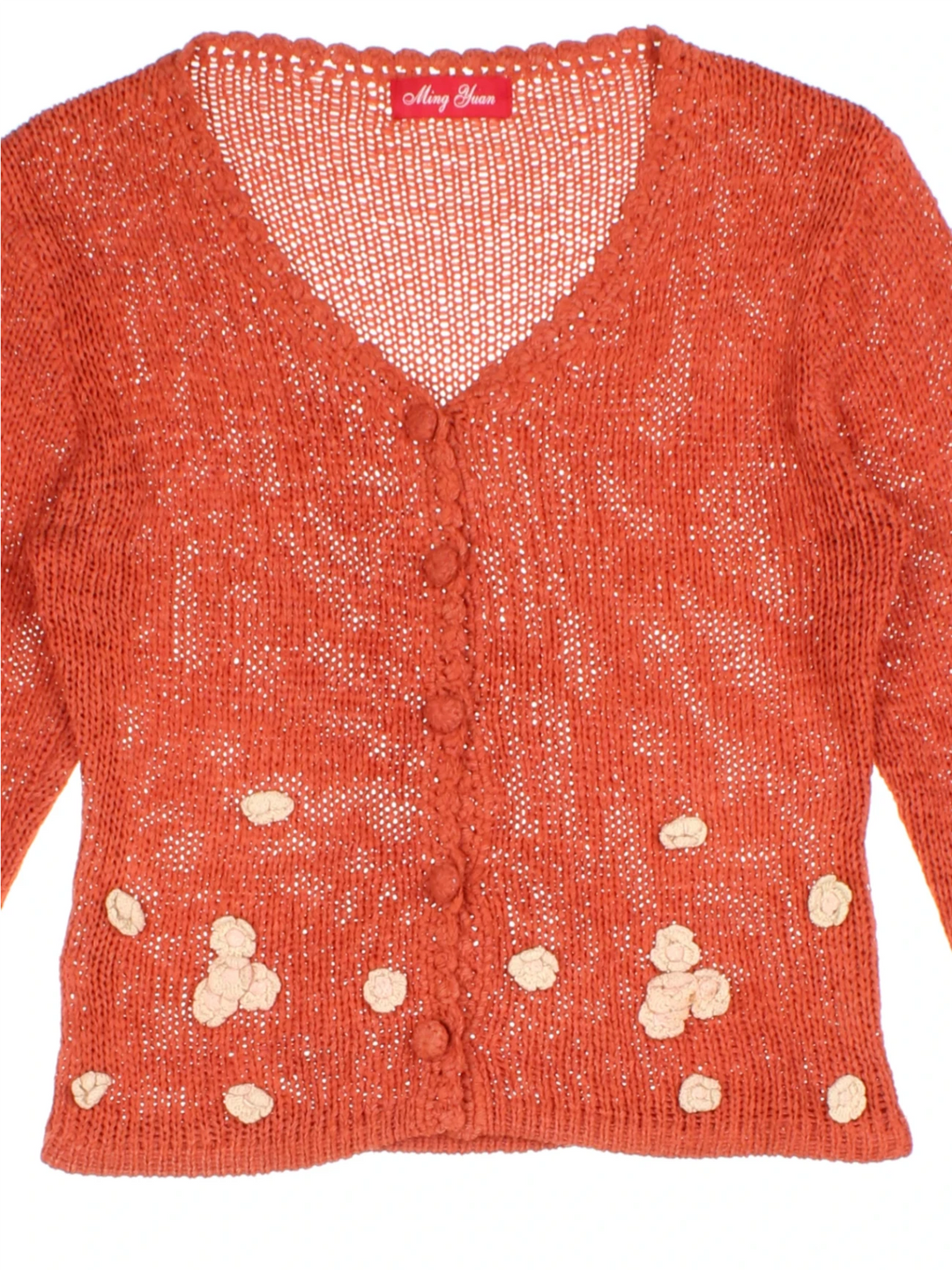 Y2K Applique Floral Cardigan (Size S)