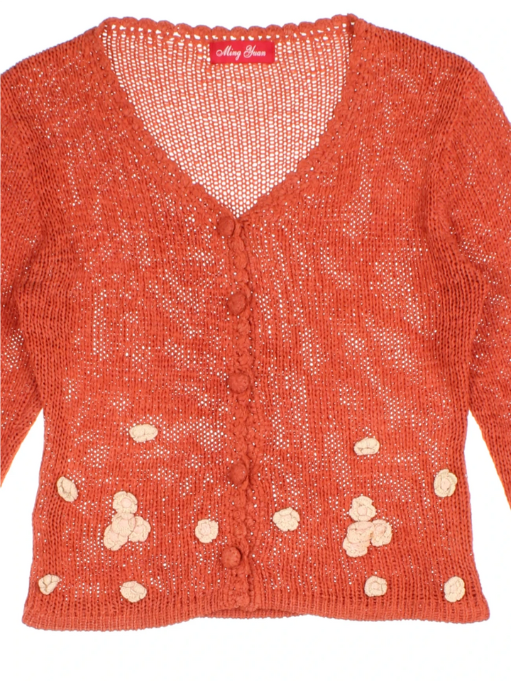 Y2K Applique Floral Cardigan (Size S)