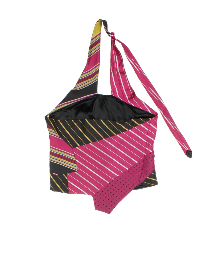 Karen Millen Y2K Patchwork Tie Top (Size S)