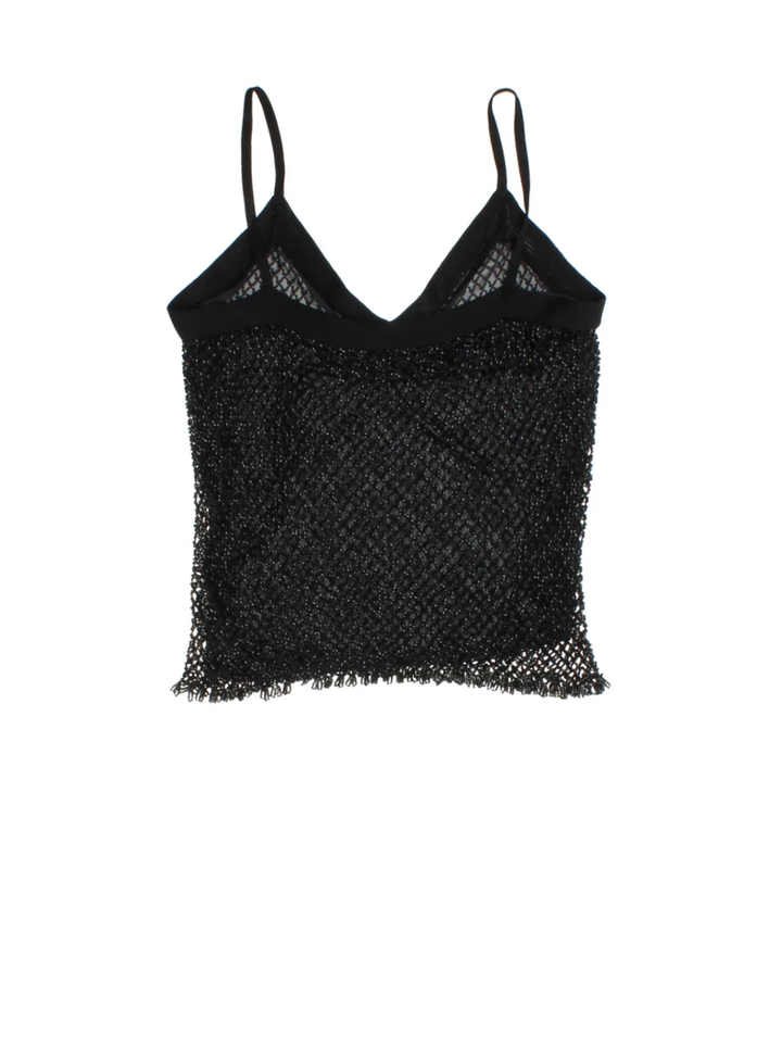 Y2K Black Mesh Sleeveless Top (Size S)