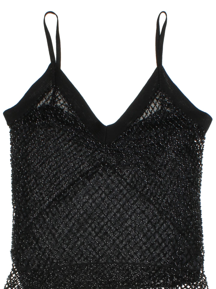Y2K Black Mesh Sleeveless Top (Size S)