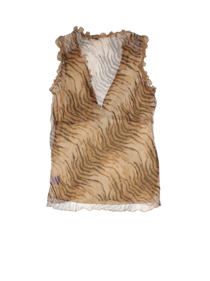 Y2K Tiger Print Mesh Top (Size S)