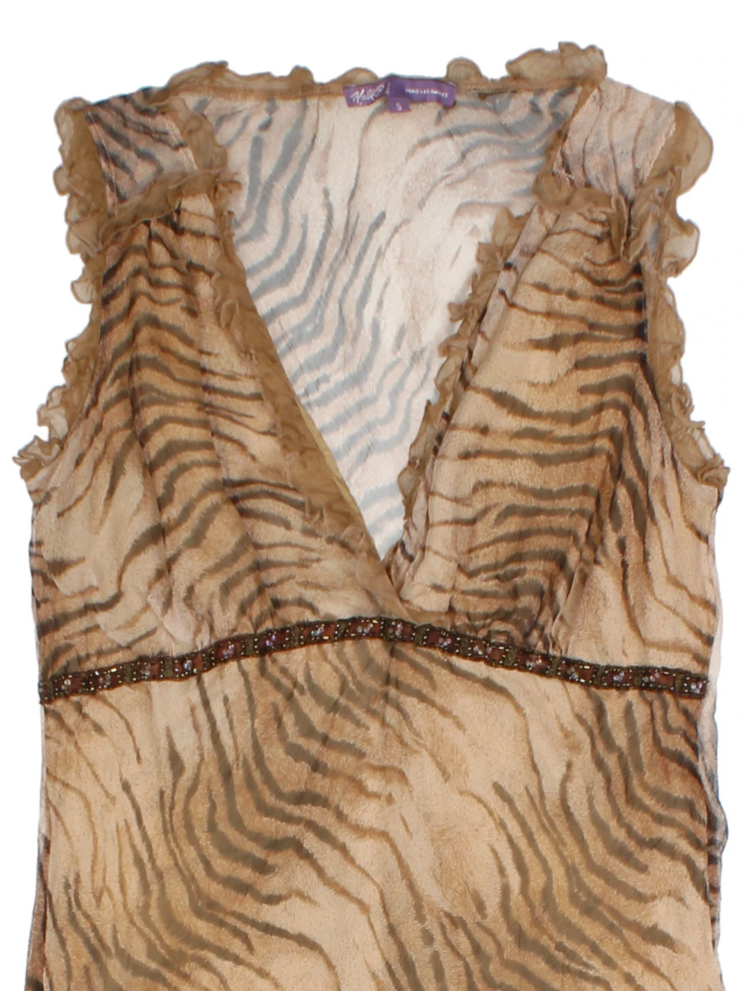 Y2K Tiger Print Mesh Top (Size S)