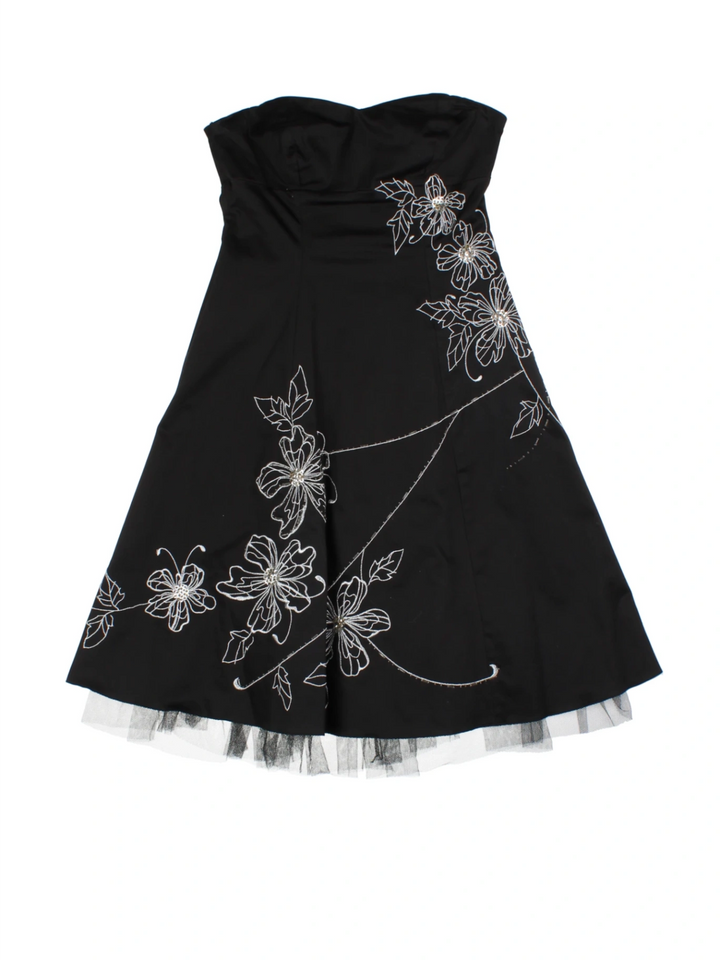 Y2K Floral Embroidery Dress (Size XXS)