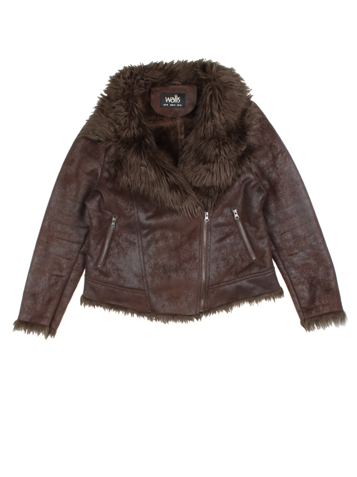 Wallis Shearling Biker Jacket (Size M)