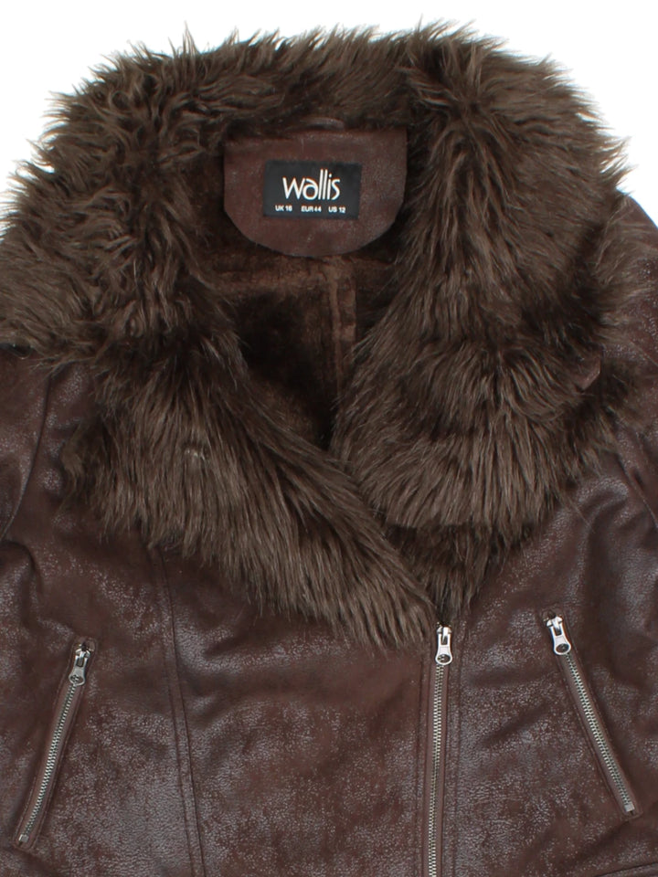 Wallis Shearling Biker Jacket (Size M)