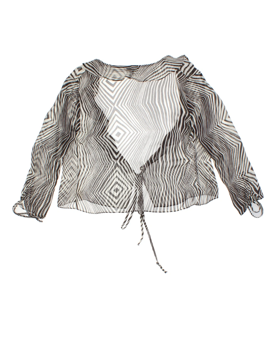 Geometric Print Sheer Top (Size L)
