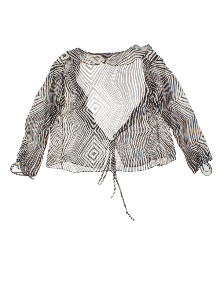 Geometric Print Sheer Top (Size L)