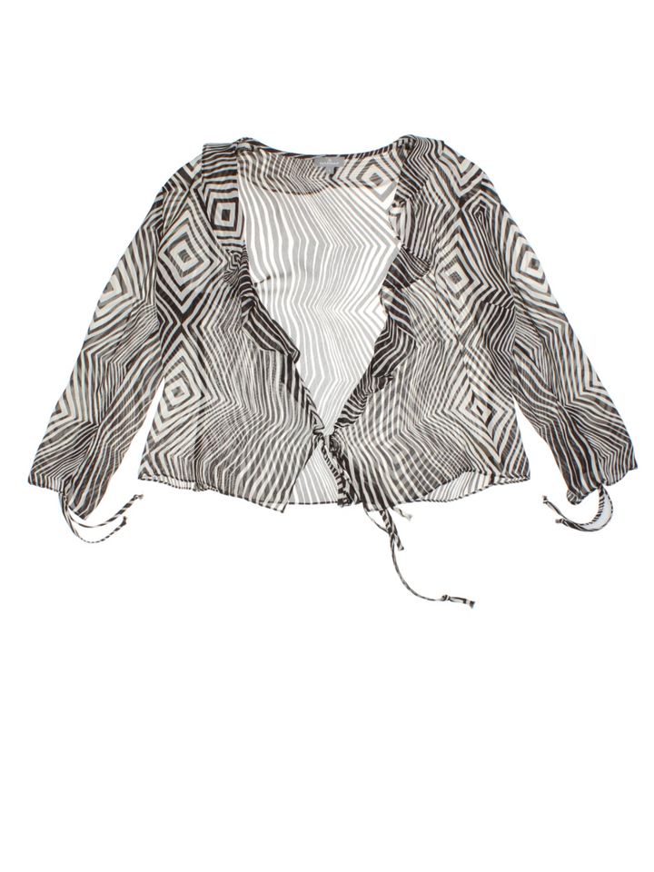 Geometric Print Sheer Top (Size L)