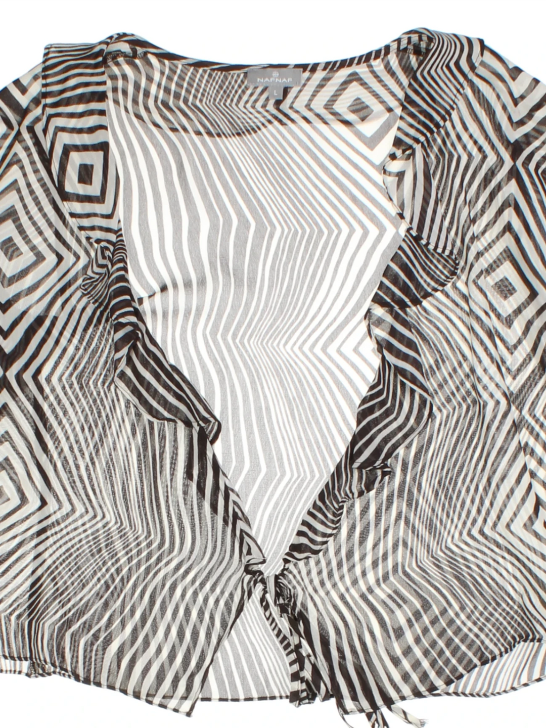 Geometric Print Sheer Top (Size L)