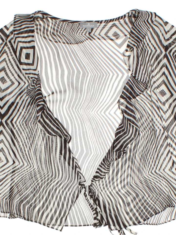 Geometric Print Sheer Top (Size L)