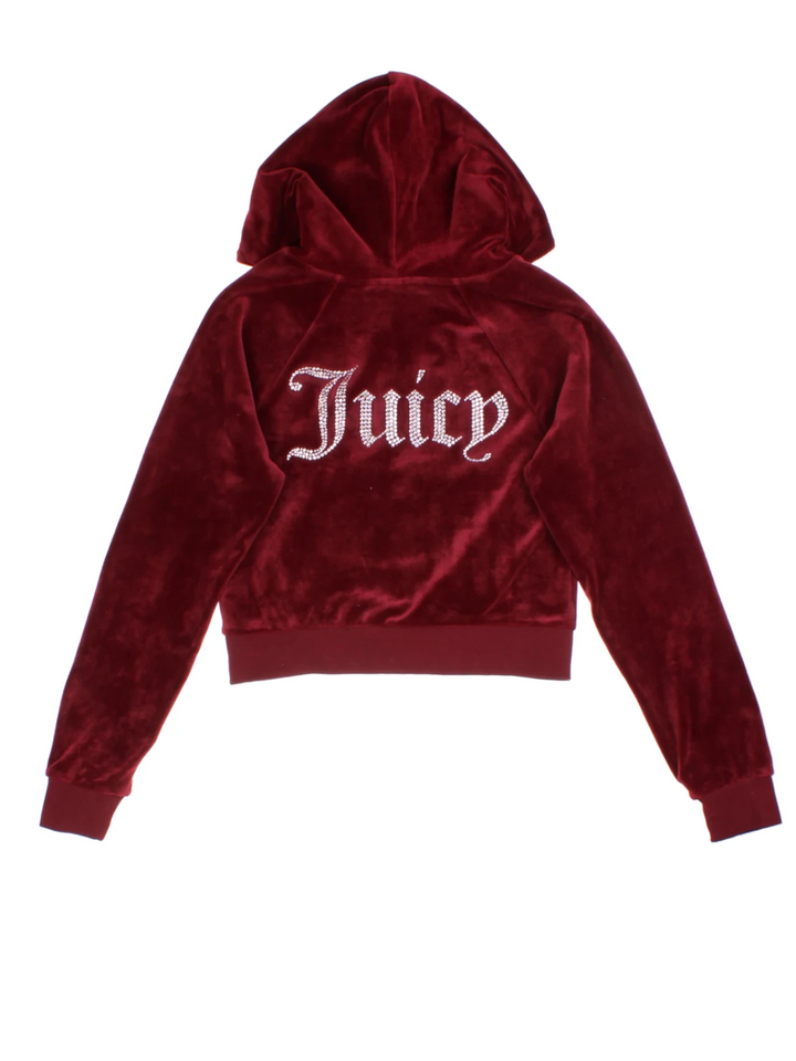 Juicy Couture Burgundy Velour Hoodie (Size XS)