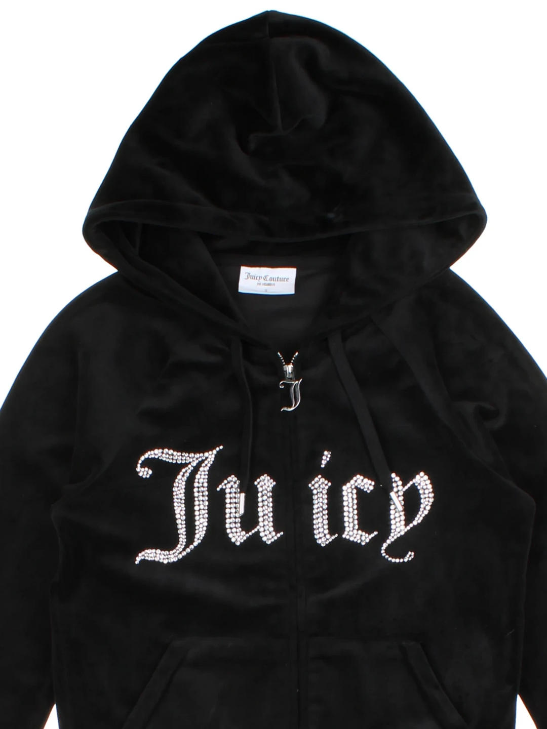 Juicy Couture Black Velvet Hoodie (Size S)