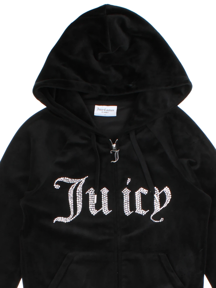 Juicy Couture Black Velvet Hoodie (Size S)