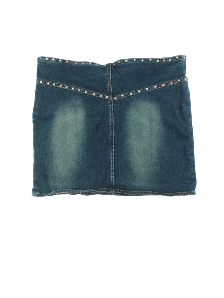 Y2K Pilot Denim Mini Skirt (Size XXL)