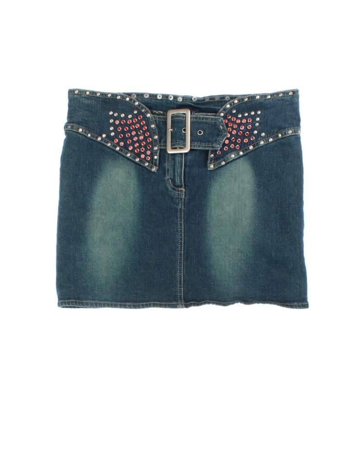 Y2K Pilot Denim Mini Skirt (Size XXL)