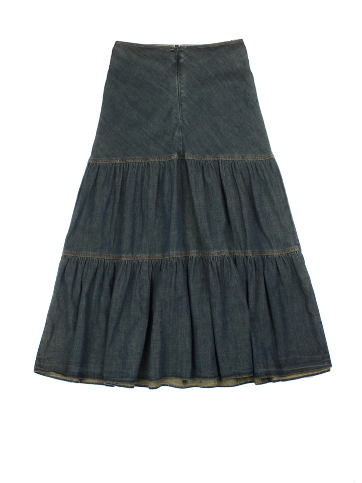 Marks & Spencer Tiered Denim Skirt (Size M)