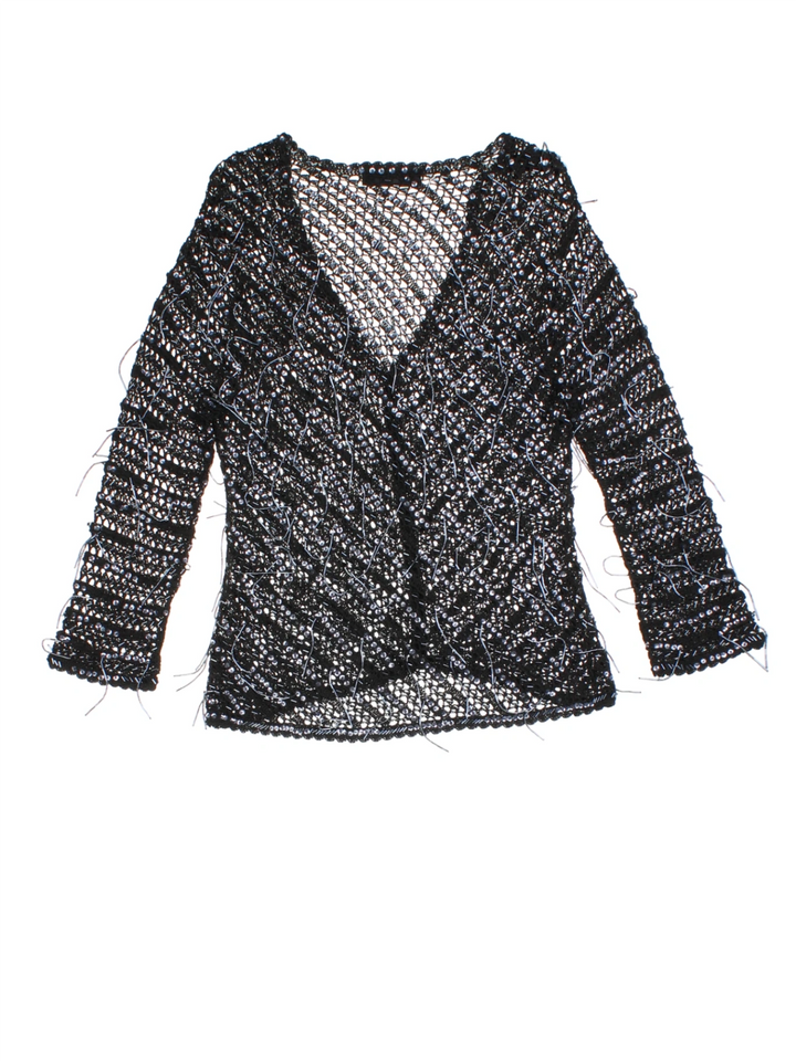 Y2K Beaded Crochet Cardigan (Size M)
