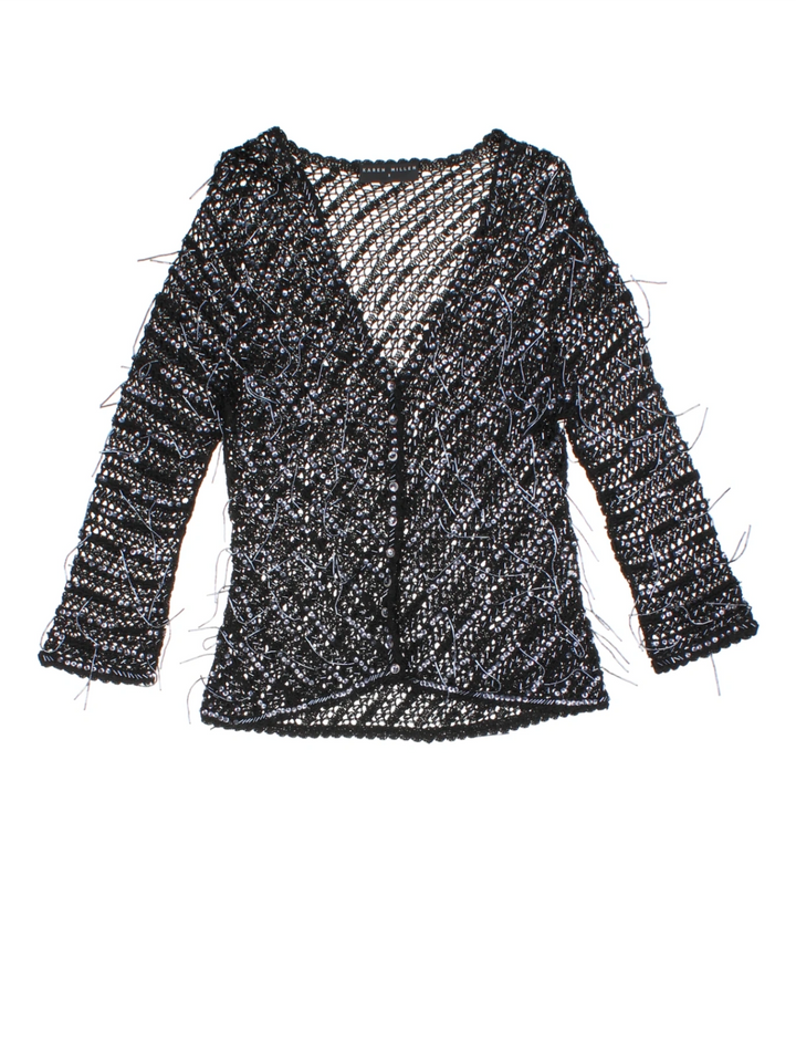 Y2K Beaded Crochet Cardigan (Size M)