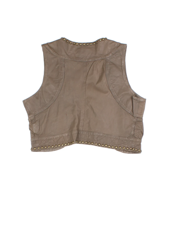 Y2K Studded Leather Waistcoat (Size XS)