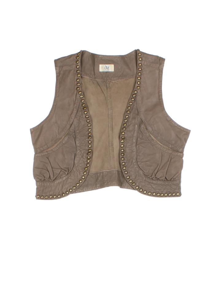 Y2K Studded Leather Waistcoat (Size XS)