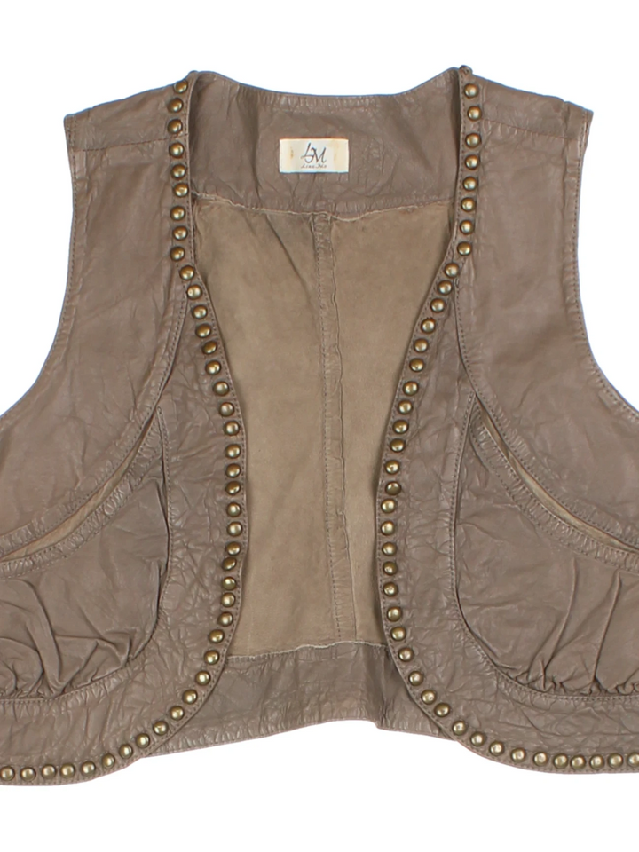 Y2K Studded Leather Waistcoat (Size XS)
