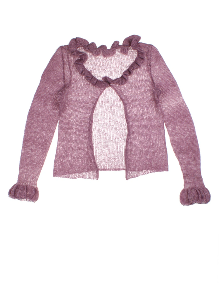 Y2K Knit Frill Cardigan (Size S)