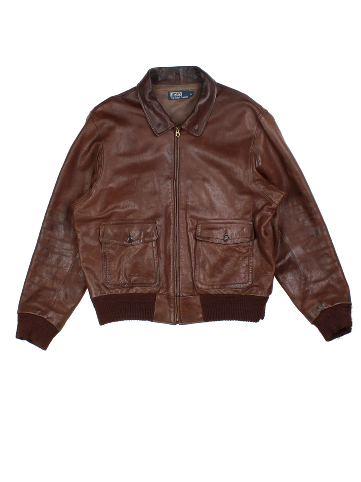Ralph Lauren Leather Harrington Jacket (Size L)